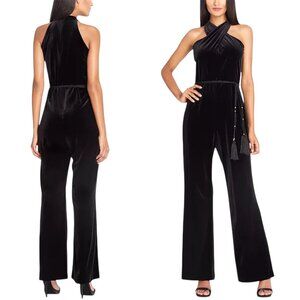 Tahari ASL Velvet Crisscross Tassel Jumpsuit, size 6